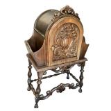 DR - Antique Spanish Revival Copper Lined Carved Walnut Humidor - 1920s DR - Antique Spanish Revival Copper Lined Carved Walnut Humidor - 1920s