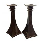 DR - Pair of Vintage Art Deco Bronze Candle Holders DR - Pair of Vintage Art Deco Bronze Candle Holders