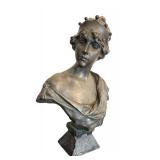 DR - Emmanuel Villanis Lucrèce Bust - Patinated Bronze Art Nouveau DR - Emmanuel Villanis Lucrèce Bust - Patinated Bronze Art Nouveau