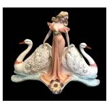 DR - Germa Antique 1890 Bisque Porcelain Planter with Swans DR - Germa Antique 1890 Bisque Porcelain Planter with Swans