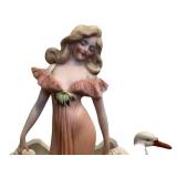 DR - Germa Antique 1890 Bisque Porcelain Planter with Swans DR - Germa Antique 1890 Bisque Porcelain Planter with Swans