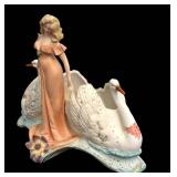 DR - Germa Antique 1890 Bisque Porcelain Planter with Swans DR - Germa Antique 1890 Bisque Porcelain Planter with Swans