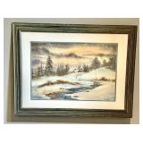 DR - L. Van Camp Watercolor - Winter Landscape, Framed DR - L. Van Camp Watercolor - Winter Landscape, Framed