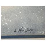 DR - L. Van Camp Watercolor - Winter Landscape, Framed DR - L. Van Camp Watercolor - Winter Landscape, Framed