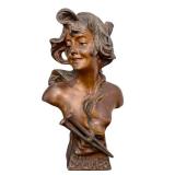 DR - Emmanuel Villanis Salambo Bust - Art Nouveau Bronze DR - Emmanuel Villanis Salambo Bust - Art Nouveau Bronze