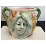 DR - Majolica Art Nouveau Face Cup, German, Double-Handled DR - Majolica Art Nouveau Face Cup, German, Double-Handled