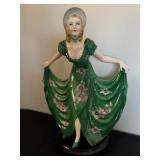 BR - Vintage Porcelain Lady Figurine - Art Deco Green Dress BR - Vintage Porcelain Lady Figurine - Art Deco Green Dress