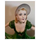 BR - Vintage Porcelain Lady Figurine - Art Deco Green Dress BR - Vintage Porcelain Lady Figurine - Art Deco Green Dress