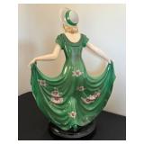 BR - Vintage Porcelain Lady Figurine - Art Deco Green Dress BR - Vintage Porcelain Lady Figurine - Art Deco Green Dress