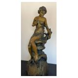 BR - Vintage Ceramic Sculpture- Female Figure on Rock BR - Vintage Ceramic Sculpture- Female Figure on Rock