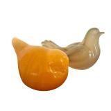 DR - Amber & Beige Glass Bird Figurines Set - 3-Piece with Rock Base DR - Amber & Beige Glass Bird Figurines Set - 3-Piece with Rock Base