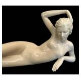 DR - Metzler & Ortloff Nude Reclining Porcelain Figurine - German Art Deco, DR - Metzler & Ortloff Nude Reclining Porcelain Figurine - German Art Deco,