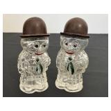 DR - Moon Mullins Glass Salt & Pepper Shakers - Vintage Cartoon Pair DR - Moon Mullins Glass Salt & Pepper Shakers - Vintage Cartoon Pair