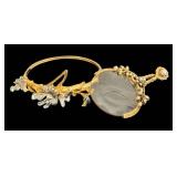 DR - Bracelet With 3.25-In Magnifying Glass - Vintage Floral Gold-Tone DR - Bracelet With 3.25-In Magnifying Glass - Vintage Floral Gold-Tone