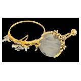 DR - Bracelet With 3.25-In Magnifying Glass - Vintage Floral Gold-Tone DR - Bracelet With 3.25-In Magnifying Glass - Vintage Floral Gold-Tone