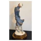 DR - Vintage Porcelain Art Deco Figurine 12in Tall - Woman in Blue Coat on Ornate Base DR - Vintage Porcelain Art Deco Figurine 12in Tall - Woman in Blue Coat on Ornate Base