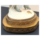 DR - Vintage Porcelain Art Deco Figurine 12in Tall - Woman in Blue Coat on Ornate Base DR - Vintage Porcelain Art Deco Figurine 12in Tall - Woman in Blue Coat on Ornate Base