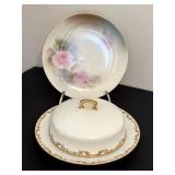 DR - Royal Vienna 7.5in Covered Butter Plate with 18K Gold Rim, Austria and Vintage Floral Bavaria Plate DR - Royal Vienna 7.5in Covered Butter Plate with 18K Gold Rim, Austria and Vintage Floral Bavaria Plate