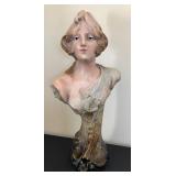 DR - JWA 11060 Art Nouveau Ceramic Bust - Antique Portrait, 14 in H, Early 20th Century DR - JWA 11060 Art Nouveau Ceramic Bust - Antique Portrait, 14 in H, Early 20th Century