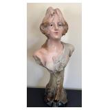DR - JWA 11060 Art Nouveau Ceramic Bust - Antique Portrait, 14 in H, Early 20th Century DR - JWA 11060 Art Nouveau Ceramic Bust - Antique Portrait, 14 in H, Early 20th Century