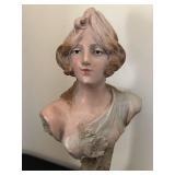 DR - JWA 11060 Art Nouveau Ceramic Bust - Antique Portrait, 14 in H, Early 20th Century DR - JWA 11060 Art Nouveau Ceramic Bust - Antique Portrait, 14 in H, Early 20th Century