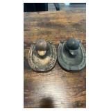 2 antique horse racing inkwells