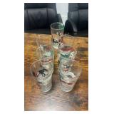 vintage hand painted horse racing themed drinking glasses