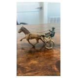 cast iron horse cart racing figurines