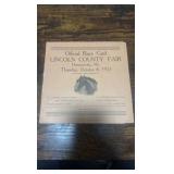 1925 Lincoln county fair horse racing race cards
