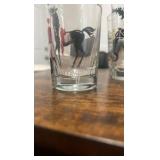 vintage hand painted horse racing themed drinking glasses