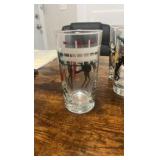 vintage hand painted horse racing themed drinking glasses