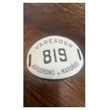 horse racing identification plate from uraguay