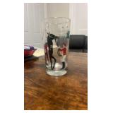 vintage hand painted horse racing themed drinking glasses