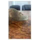 antique Coney Island jockey club official ticket seller hat badge