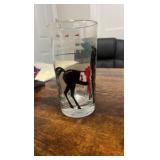 vintage hand painted horse racing themed drinking glasses