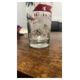 vintage hand painted horse racing themed drinking glasses