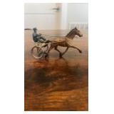 cast iron horse cart racing figurines
