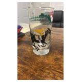 vintage hand painted horse racing themed drinking glasses