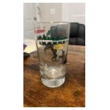 vintage hand painted horse racing themed drinking glasses