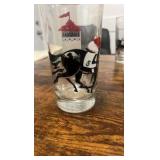 vintage hand painted horse racing themed drinking glasses