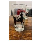 vintage hand painted horse racing themed drinking glasses