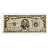 1934-C-No Motto- $5  Federal Reserve Note