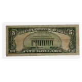 1934-C-No Motto- $5  Federal Reserve Note