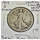1917-S Reverse Walking Liberty Half Dollar - Semi-Key Date