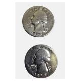 1937 and 1938 Washington Silver Quarters