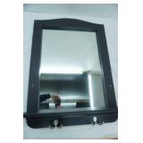 Mirror with shelf and 2 coat hooks