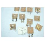 Jewelry Lot: Fashion Jewelry Pierced Earrings, Necklace, Broaches