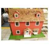 Wooden Dollhouse and Accessories