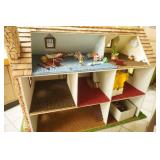 Wooden Dollhouse and Accessories