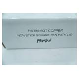 NEW Parini 6 qt Copper Non Stick Square Pan w/Lid